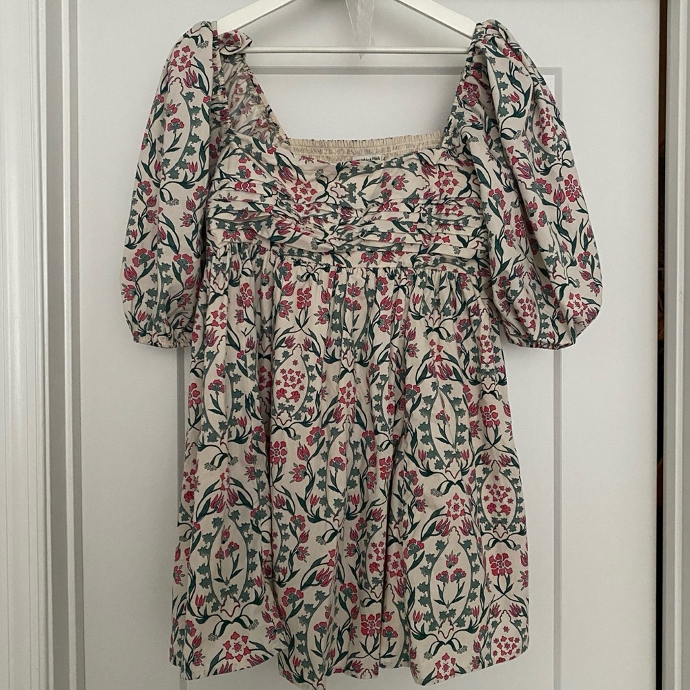 Abercrombie & Fitch Emerson Poplin Puff Sleeve Mini Dress